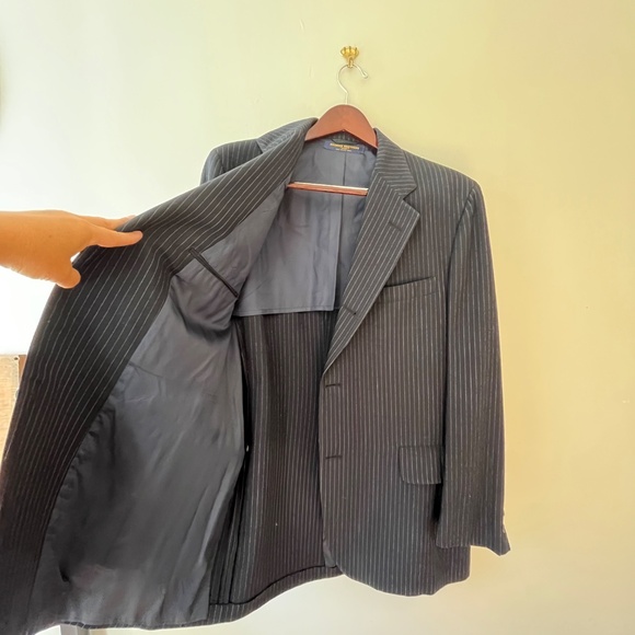 Brooks Brothers 346 Blue Striped 46R Suit Blazer Lined Pockets 3 Buttons - Picture 3 of 13